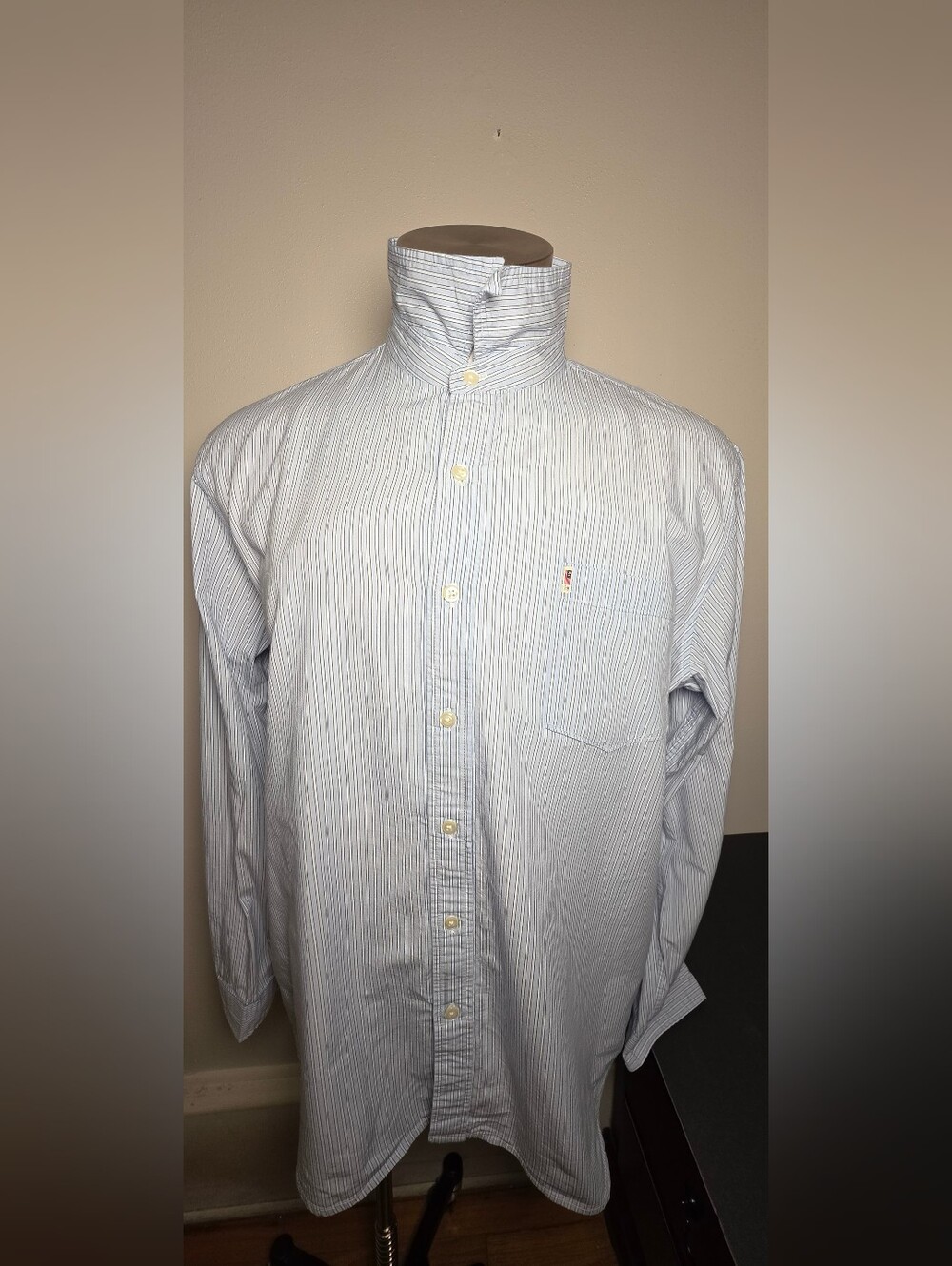 Polo by Ralph Lauren White Shirt with Thin Blue Pinstripes